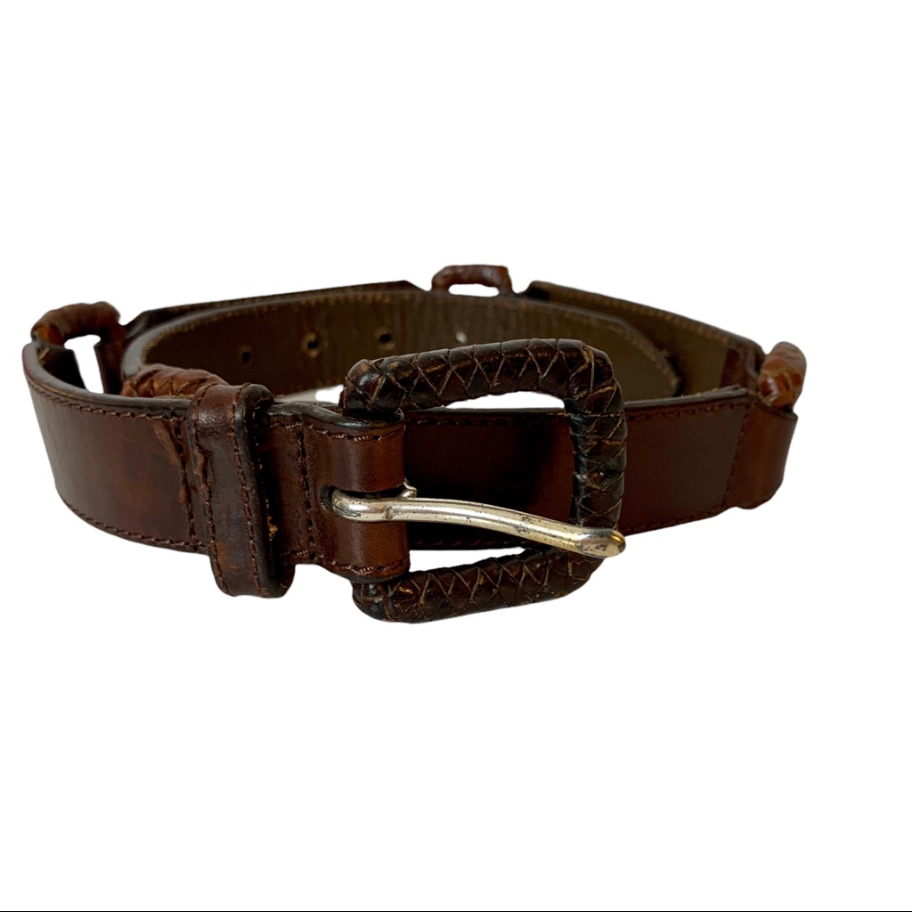 Fossil Leather Woven Square Belt Sz S — image 2 of 8